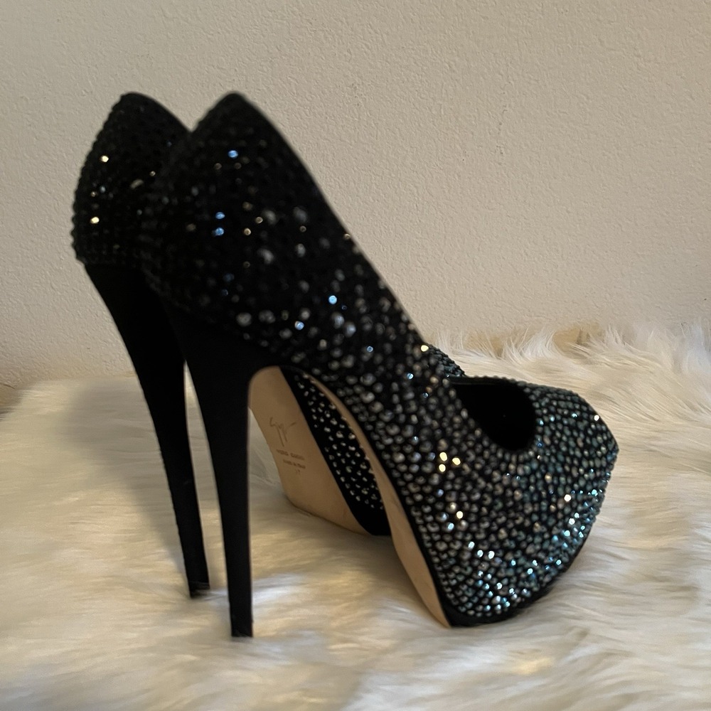 Giuseppe Zanotti Sharon Peep Toe Platform Pumps Sz 37 (US 7) Crystal Rhinestone - Picture 7 of 16